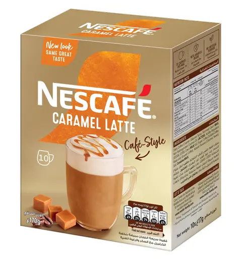 NESCAFE CAFE STYLE CARAMEL LATTE INSTANT COFFEE, 10X17G