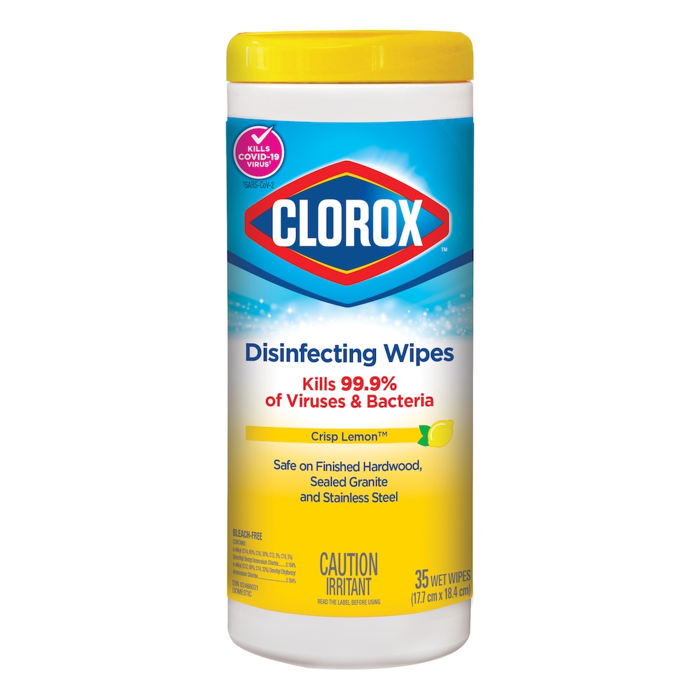 Clorox lemon fresh disinfecting wipes can, 35 count