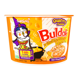 Samyang Buldak Quattro Cheese Hot Chicken Flavor Ramen Stir Fried Noodles Big Bowl, 110g