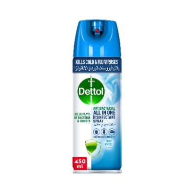 Dettol crisp breeze antibacterial all in one disinfectant spray, 450ml