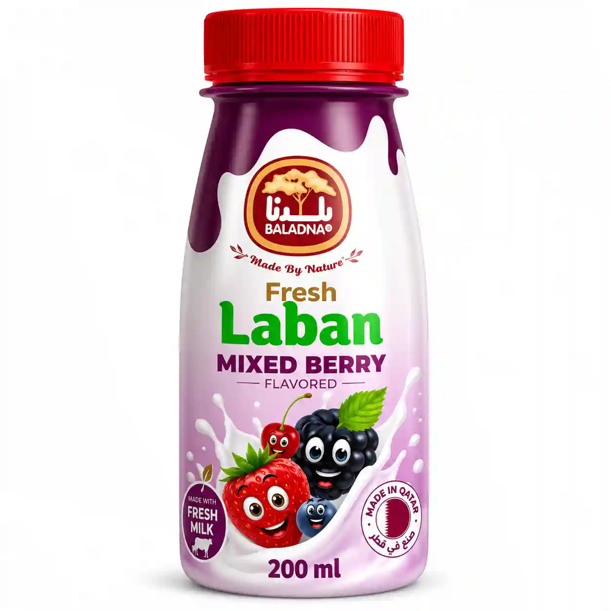 Baladna Full Fat Mixed Berries Fresh Laban 200ml.