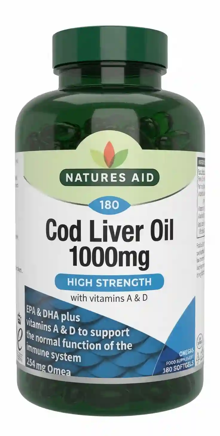 Natures Aid Cod Liver Oil 1000mg High Strength With Vitamins A&d 254GM