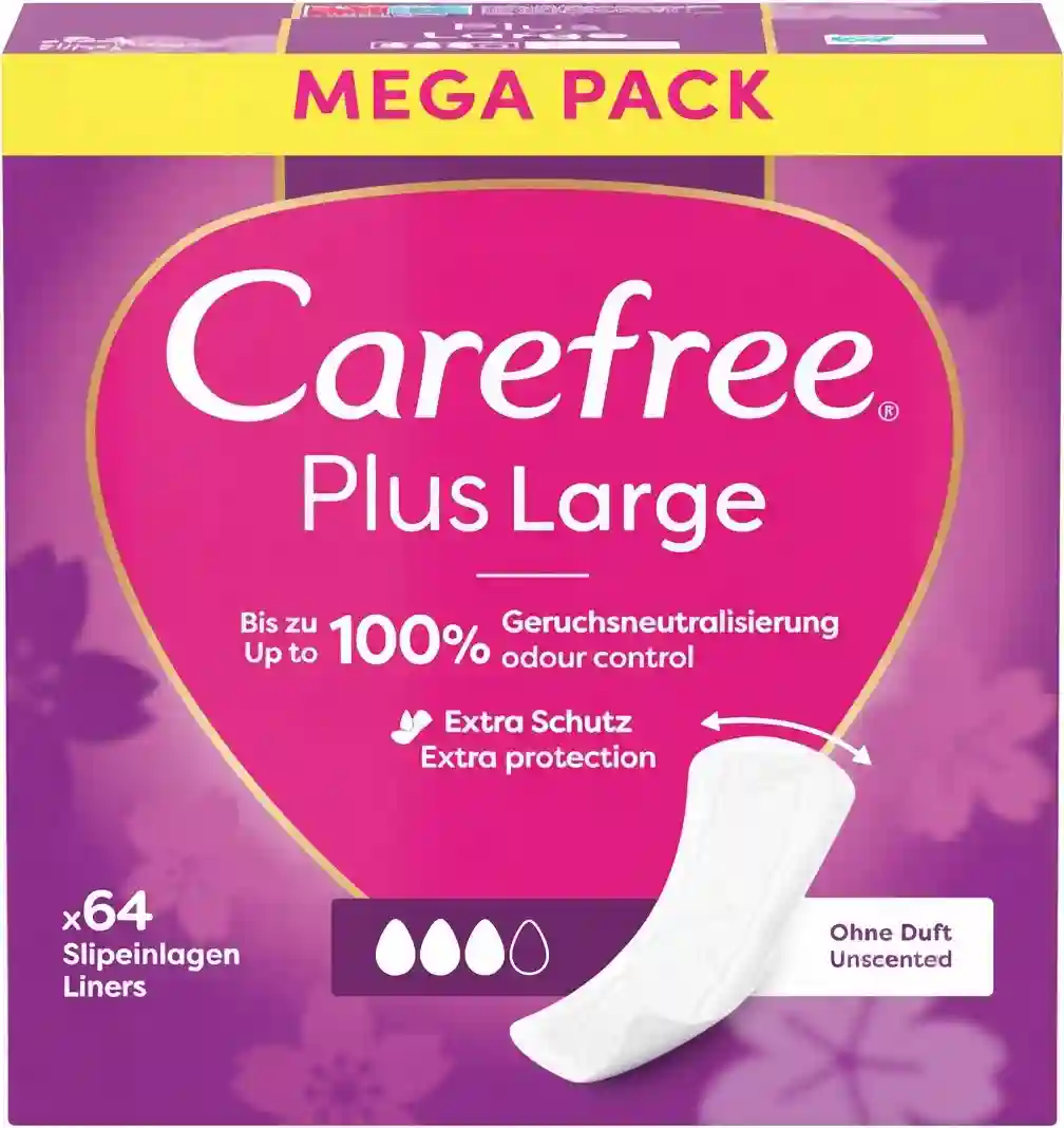 Carefree Plus Lrge Pantyliners Mega Pack 64s