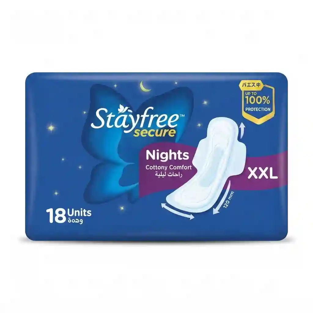 Stayfree Secure Nights Cottony Comfort Sanitary Pads Xxl 18 Pcs