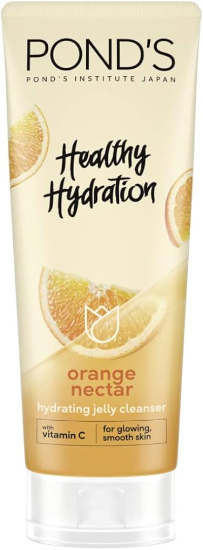 Pond's Healthy Hydration Gel Facial Cleanser for Glowing, Smooth Skin, Orange, With 100% Natural Origin Orange Extract & Vitamin C, 100 ML