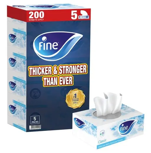Fine Facial Tissues 200 Pulls X 5 Pcs
