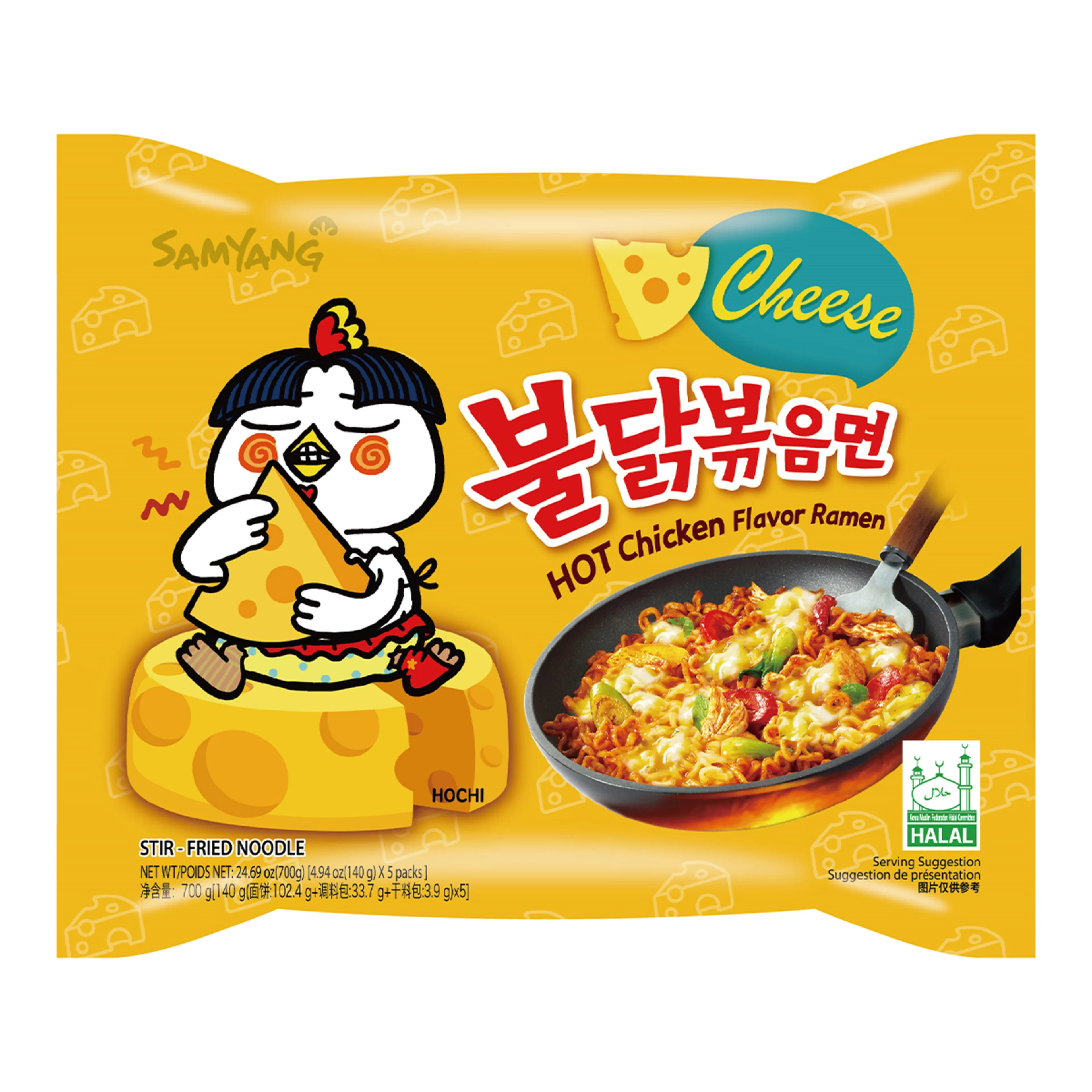 Samyang Cheese Hot Chicken Flavor Ramen Stir Fried Noodles Pack, 140g
