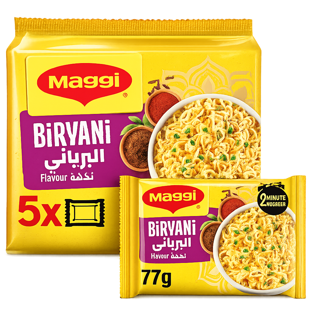 Maggi 2-minutes Biryani Flavor Noodles, 5x77g