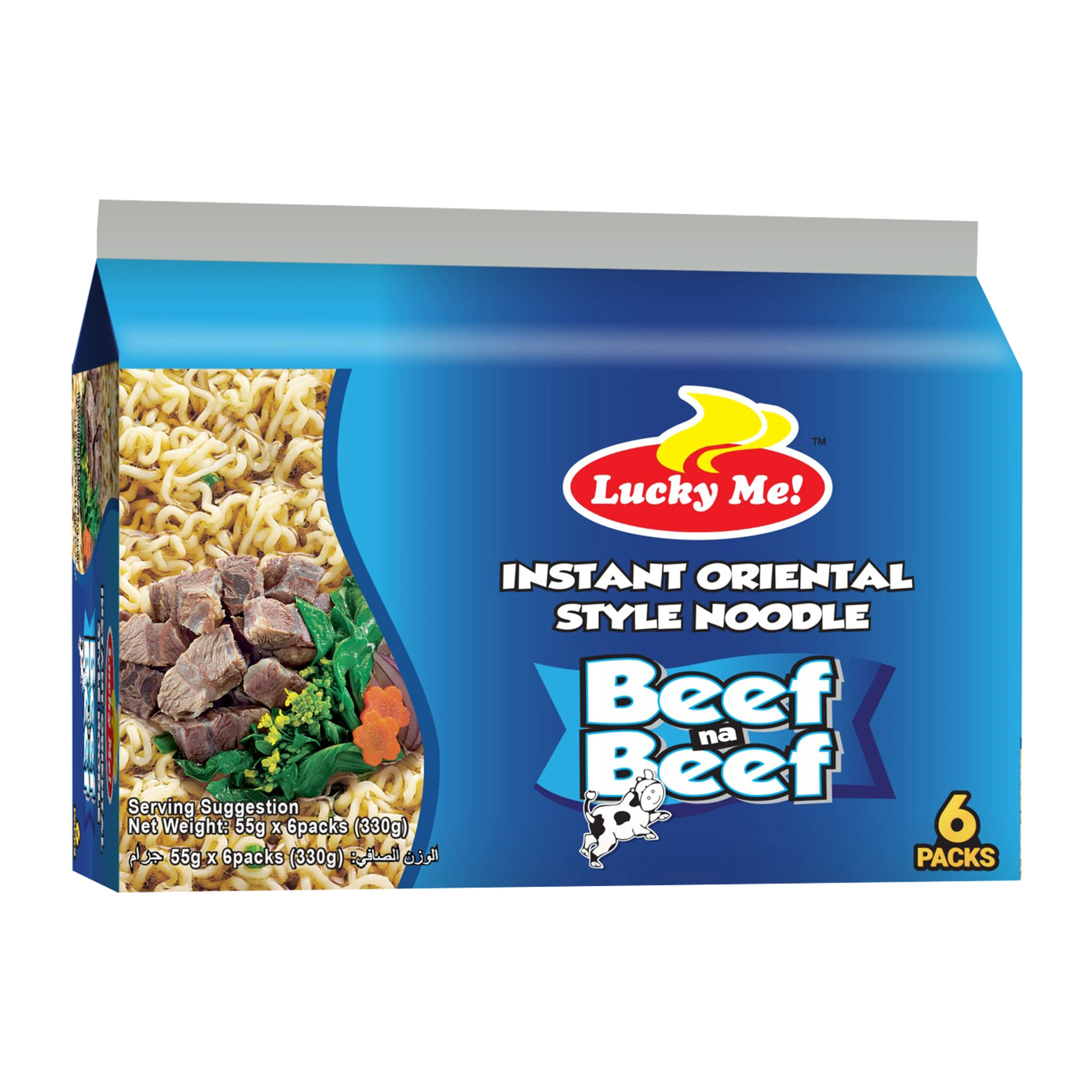 Lucky Me Beef Instant Oriental Style Noodles, 6x55g