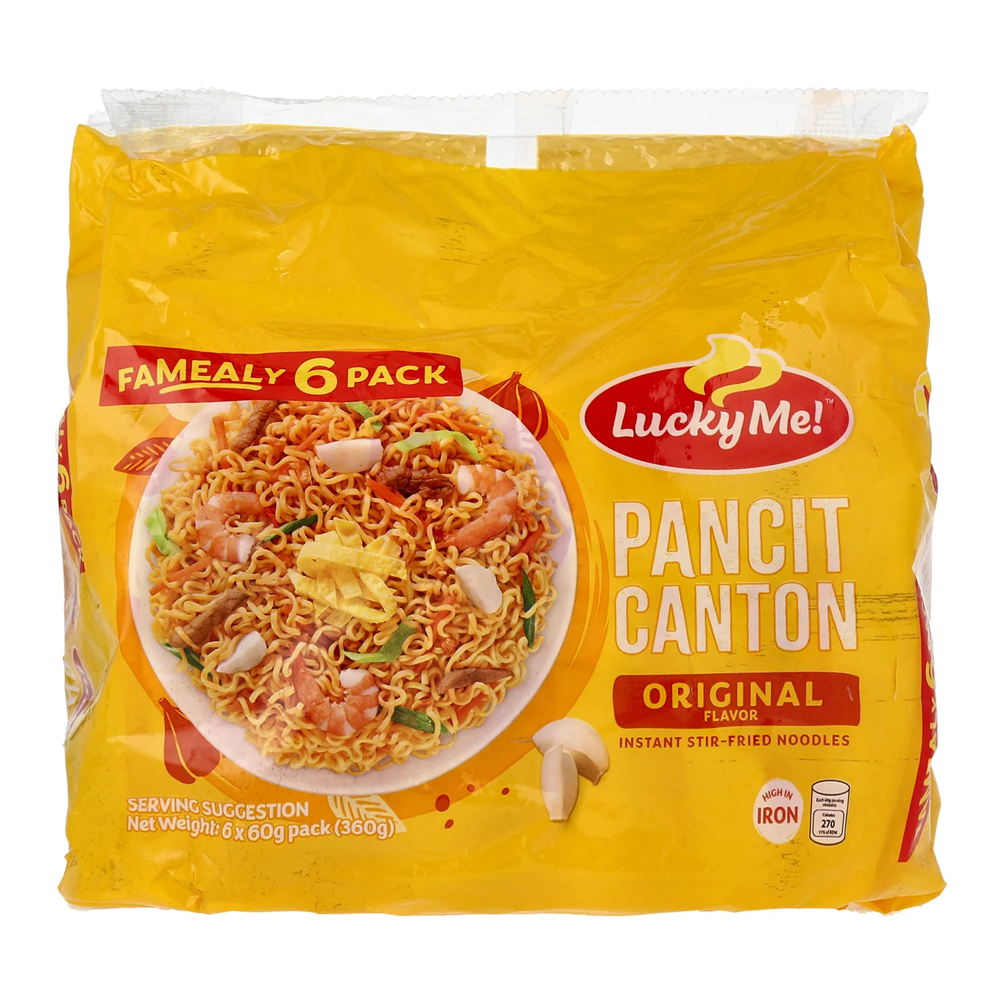 Lucky Me Pancit Canton Original Flavour Fried Noodles, 6x60g