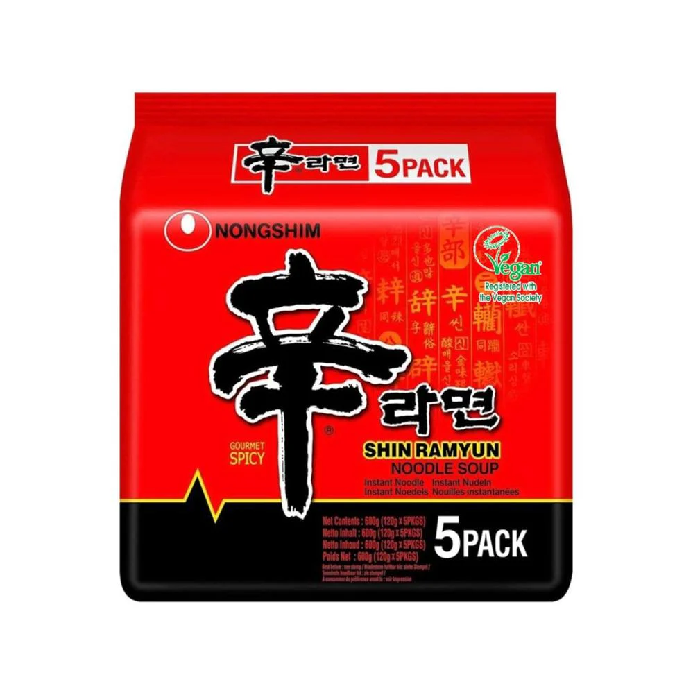 Nongshim Shin Ramyun Noodles Soup Pack, 5x120g