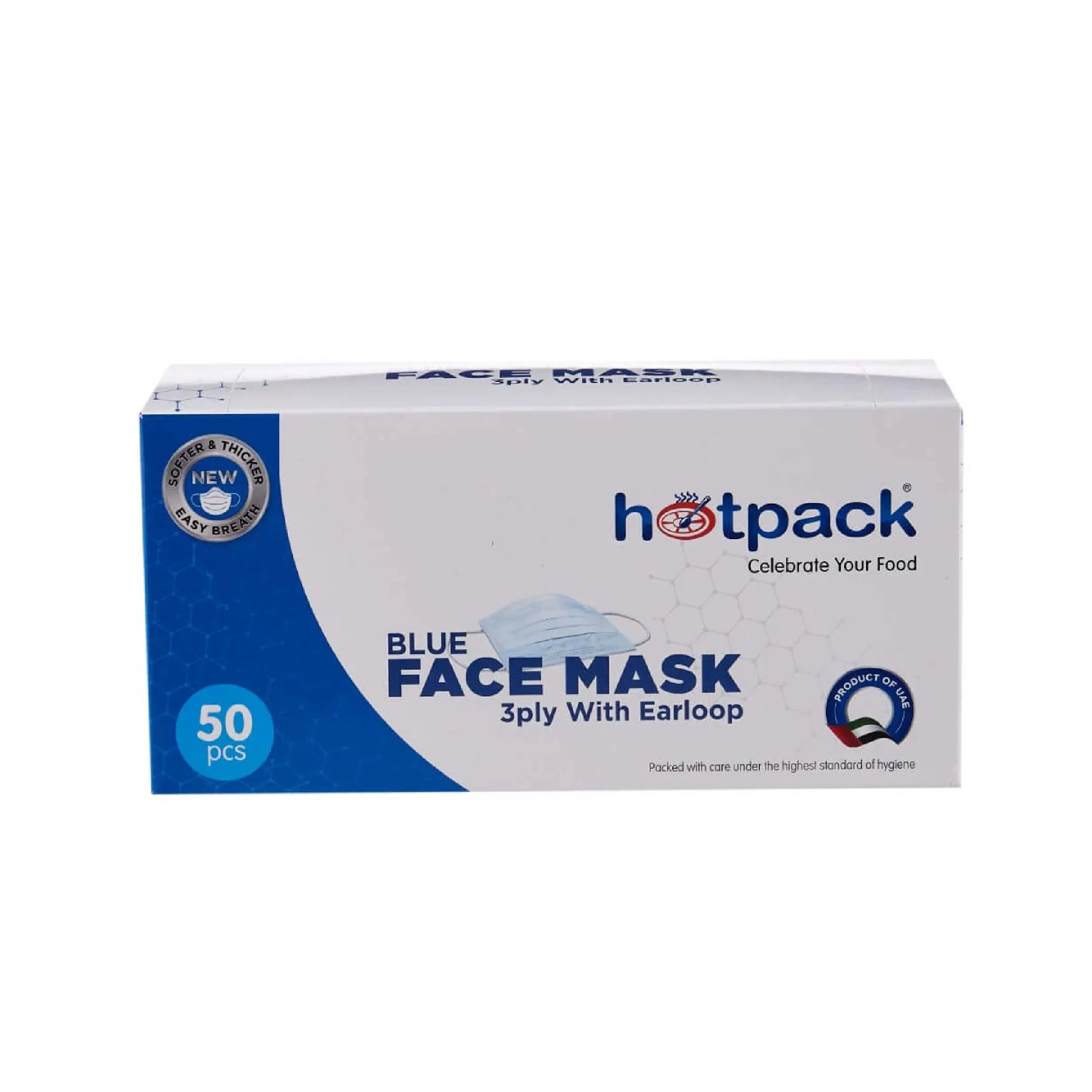 HOTPACK 3 PLY FACE MASK, 50 PIECES