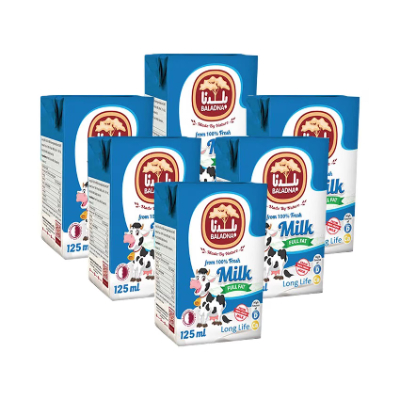 BALADNA UHT FULL FAT PLAIN MILK, 6X125ML