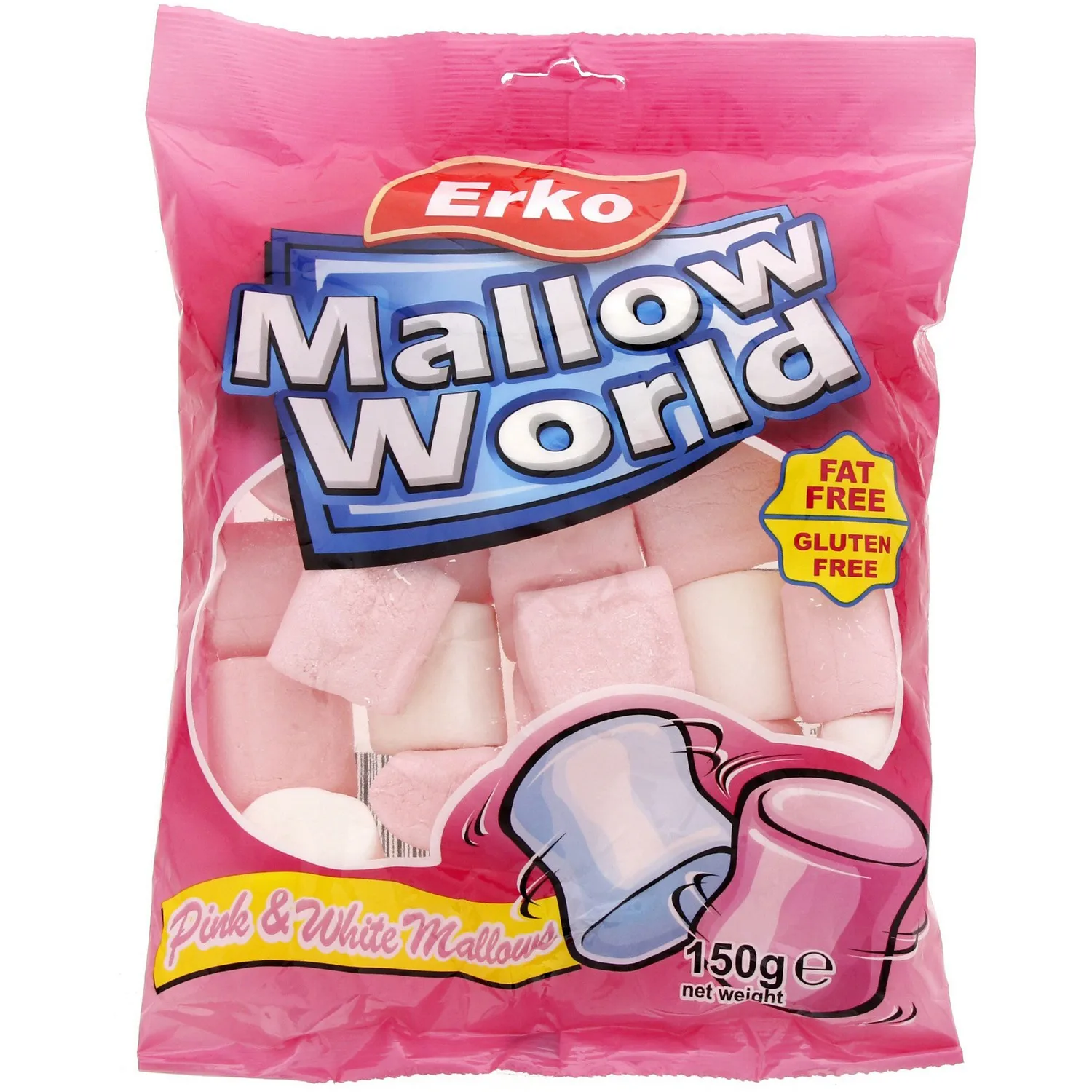 ERKO MALLOW WORLD ASSORTED FLAVOUR MARSHMALLOW FAT FREE & GLUTEN FREE 140 G