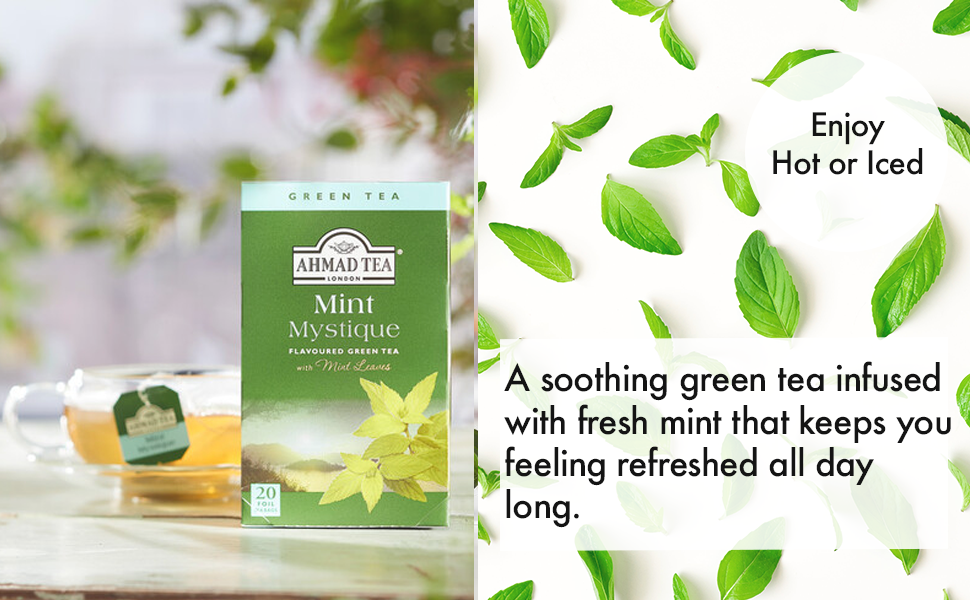 AHMAD TEA GREEN MINT MYSTIQUE TEA BAGS, 20 BAGS