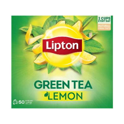 LIPTON LEMON GREEN TEA ENVELOPE, 50 TEA BAGS