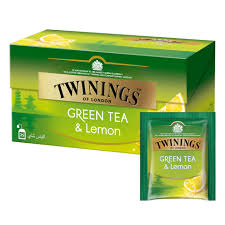 TWININGS GREEN TEA & LEMON, 25 TEABAGS