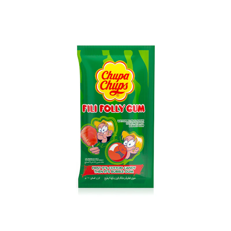 BIG BABOL FILLY FOLLY GUM WATERMELON COTTON CANDY GUM, 11G