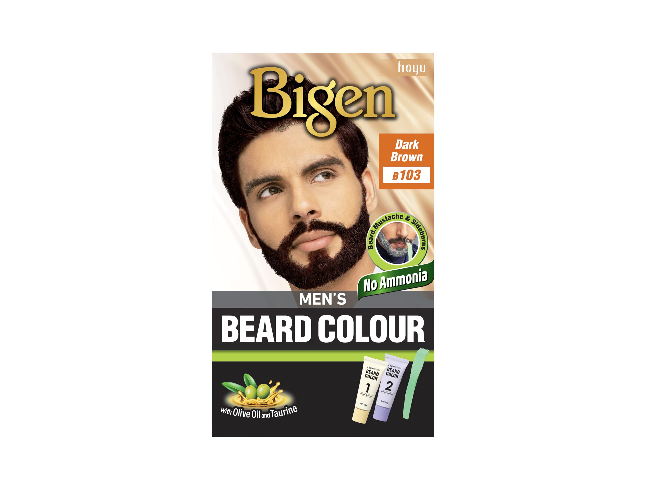 Bigen Men's Beard Color - Dark Brown B103, 1 Pack