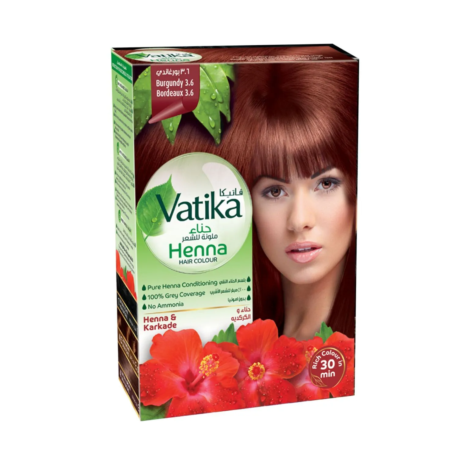 Vatika Henna Hair Colors Powder - 3.6 Burgundy, 60g