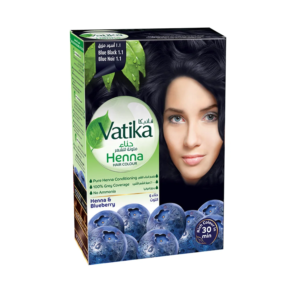 Vatika Naturals Natural Black Henna Hair Colour, 6x10g