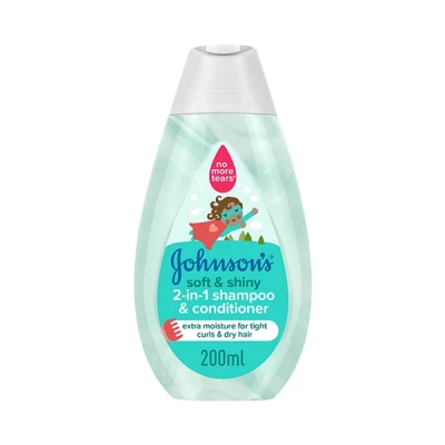 JOHNSON'S SOFT & SHINY 2-IN-1 SHAMPOO & CONDITIONER, 200ML