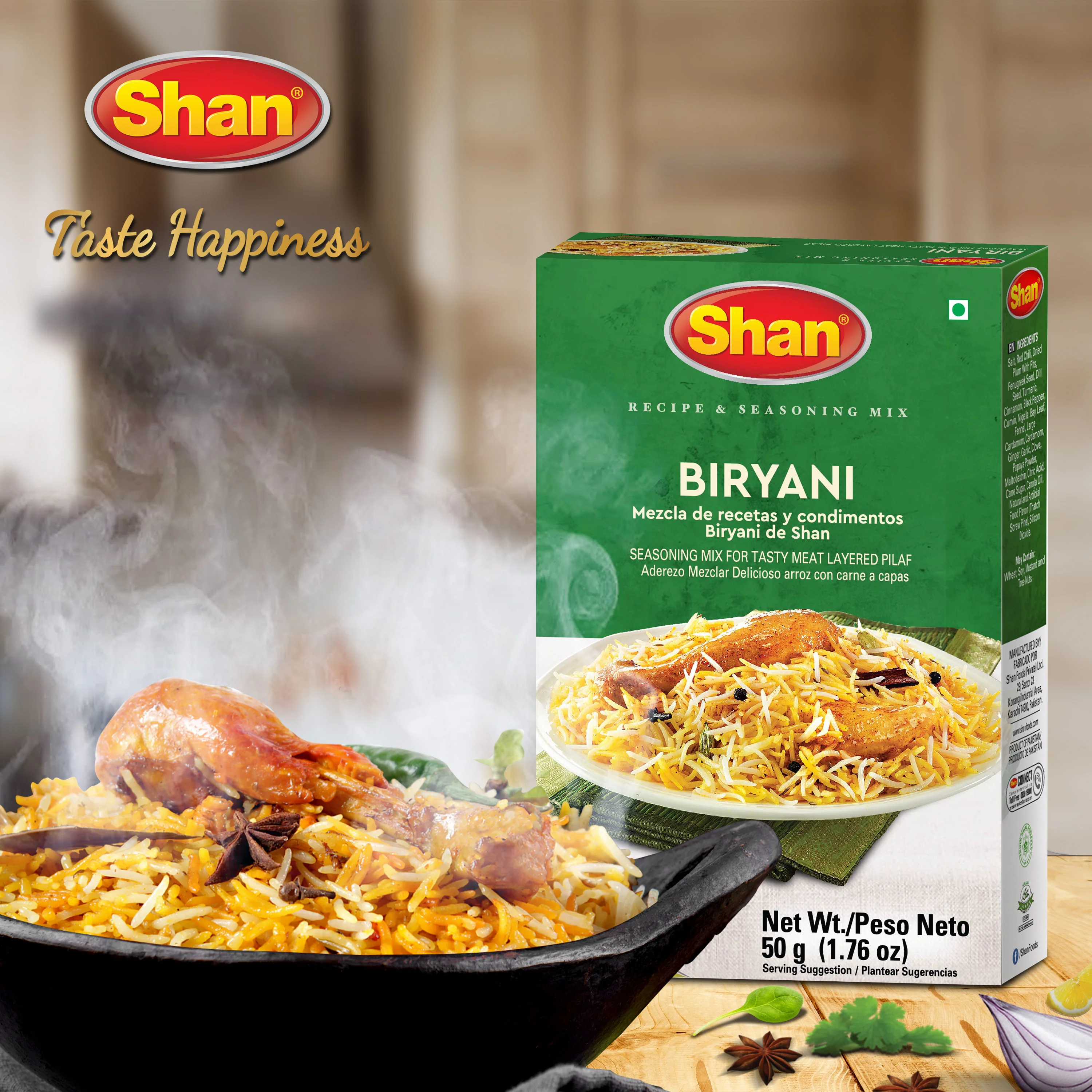 SHAN BIRYANI RECIPE & SEASONING MIX, 50G