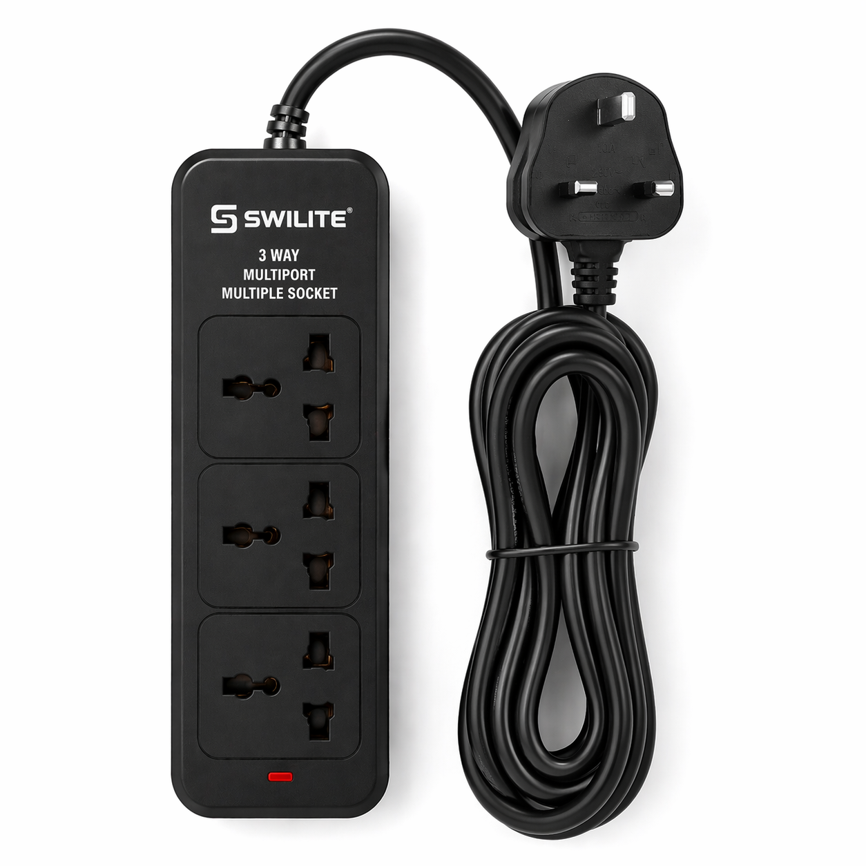 Swilite 3 Way Multiport Multiple Socket Black, 1 Piece