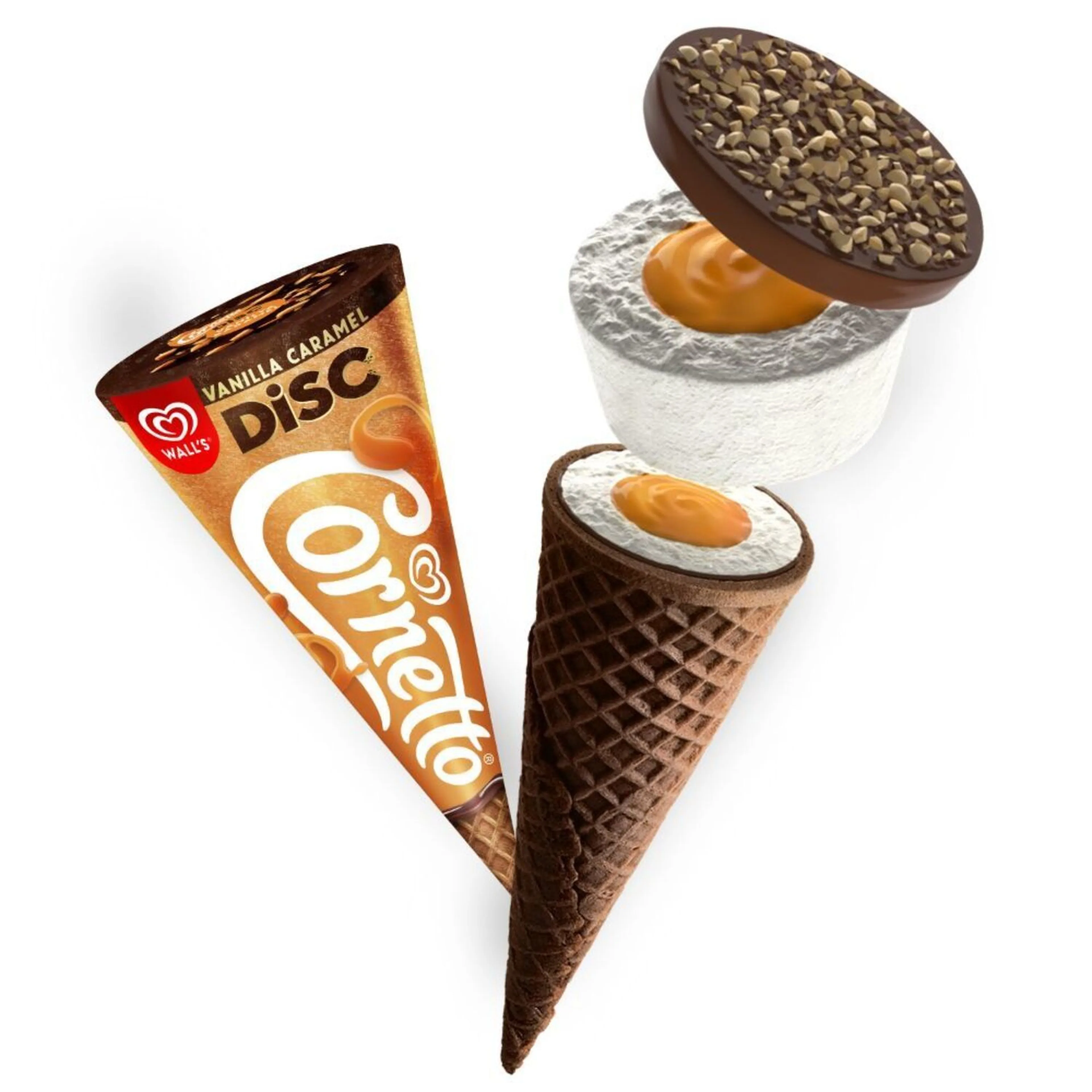 CORNETTO DISC VANILLA CARAMEL ICE CREAM CONE 140 ML