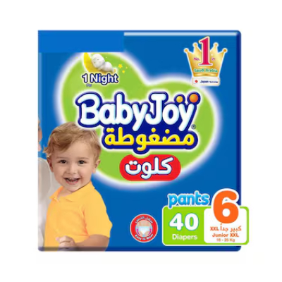 BABYJOY DIAPERS JUNIOR XXL, SIZE 6, 16-25KG, 40 PIECES
