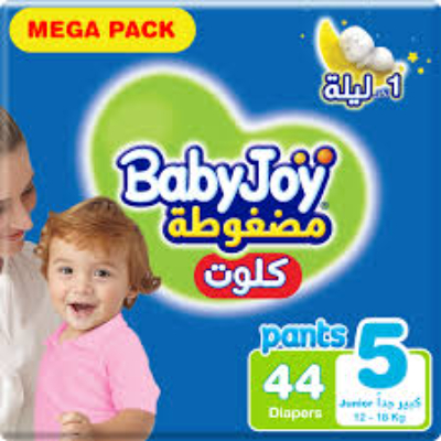 BABYJOY DIAPER PANTS JUNIOR, SIZE 5, 12-18KG, 44 PIECES