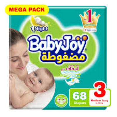 BABYJOY DIAPERS MEGA PACK, MEDIUM, SIZE 3, 68 PIECES