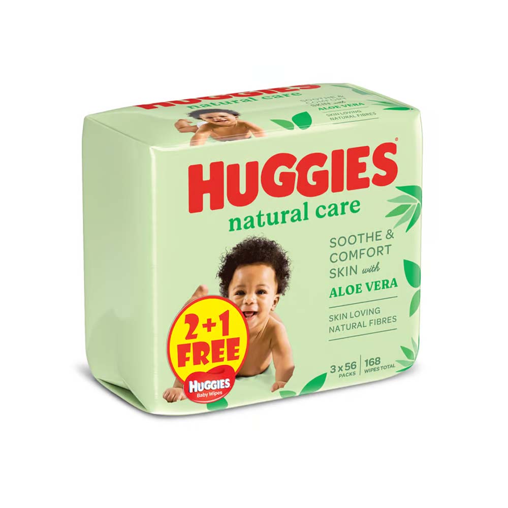 Huggies Baby Wipes Pure, 56pcs, 2 + 1 Free