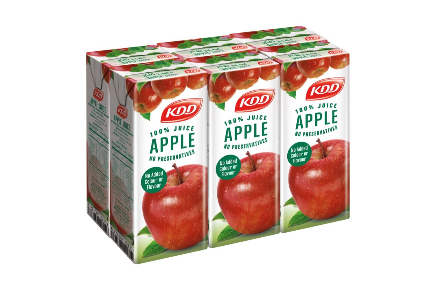 KDD APPLE 100% JUICE, NO ADDED SUGAR, 6X180ML