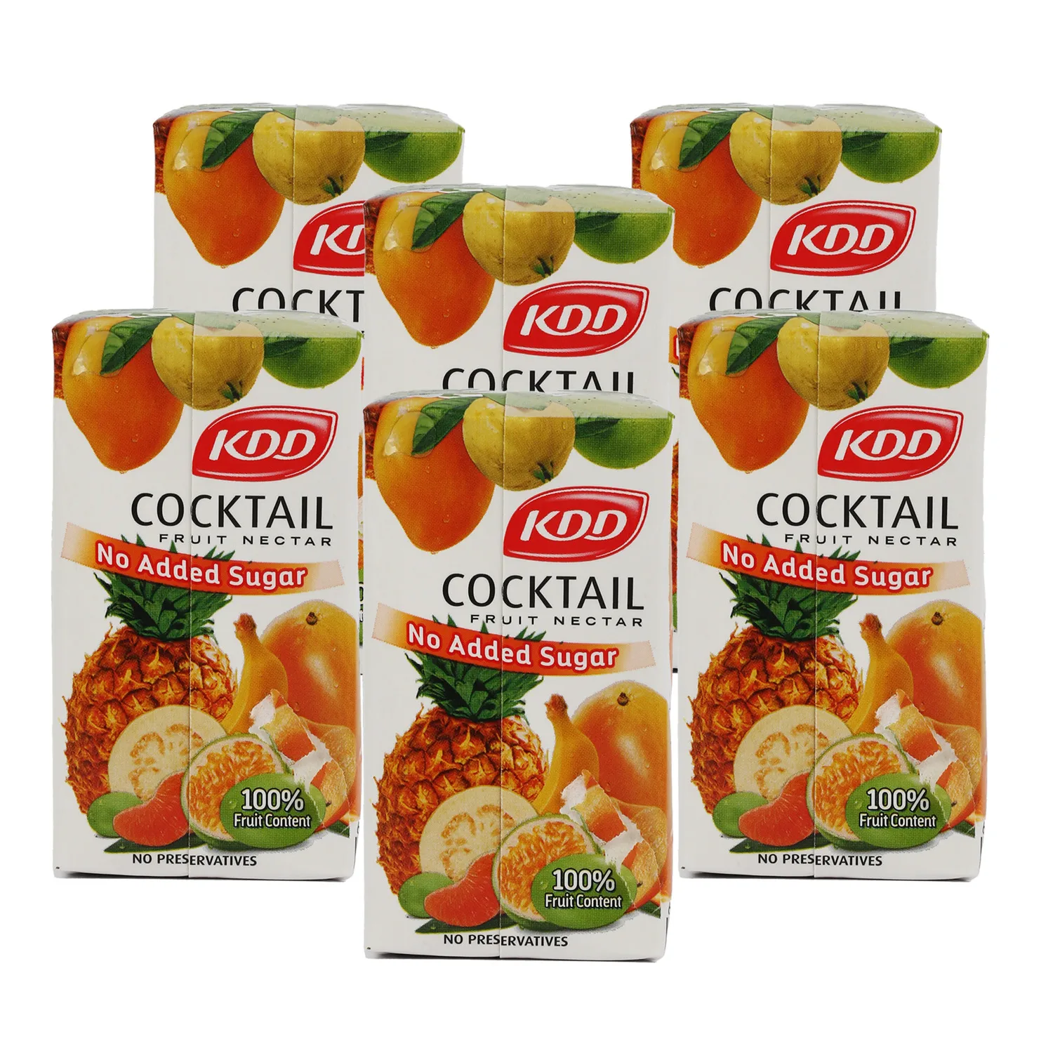 KDD FRUIT COCKTAIL 100% JUICE, NO ADDED SUGAR, 6X180ML