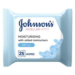 JOHNSON'S MOISTURISING & CLEANSING MAKEUP REMOVER FACIAL MICELLAR WIPES FOR DRY SKIN, 25 PIECES
