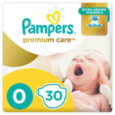 PAMPERS SIZE 0 PREMIUM CARE NEW BORN 2.5KG, 30 PIECES