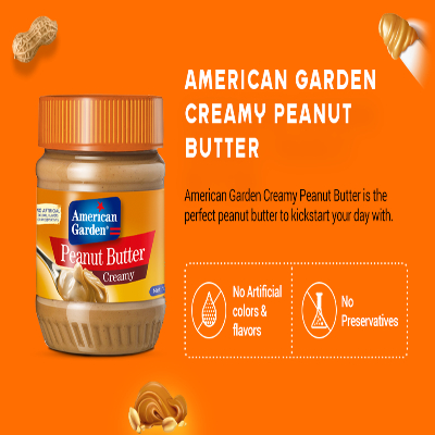 American Garden Creamy Peanut Butter, Vegan, Gluten Free, 340gm