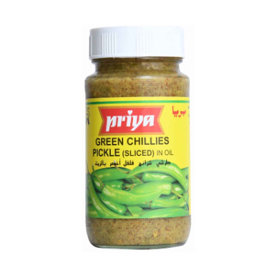 Priya Green Chillies Sliced Pickle in Oil, 300gm