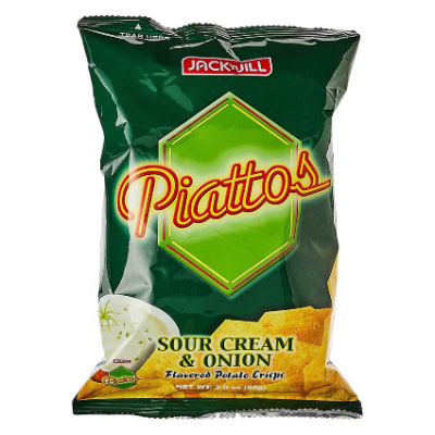 Jack N Jill Piattos Sour Cream & Onion Potato Crisps, 85gm