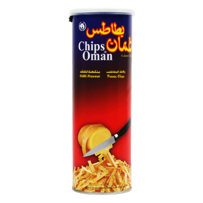 Oman Chips Chilli Flavour Potato Chips Can, 137gm