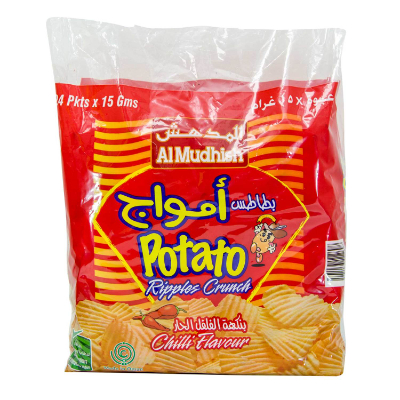 Al Mudhish Ripple Chilli Potato Chips, 24x15gm