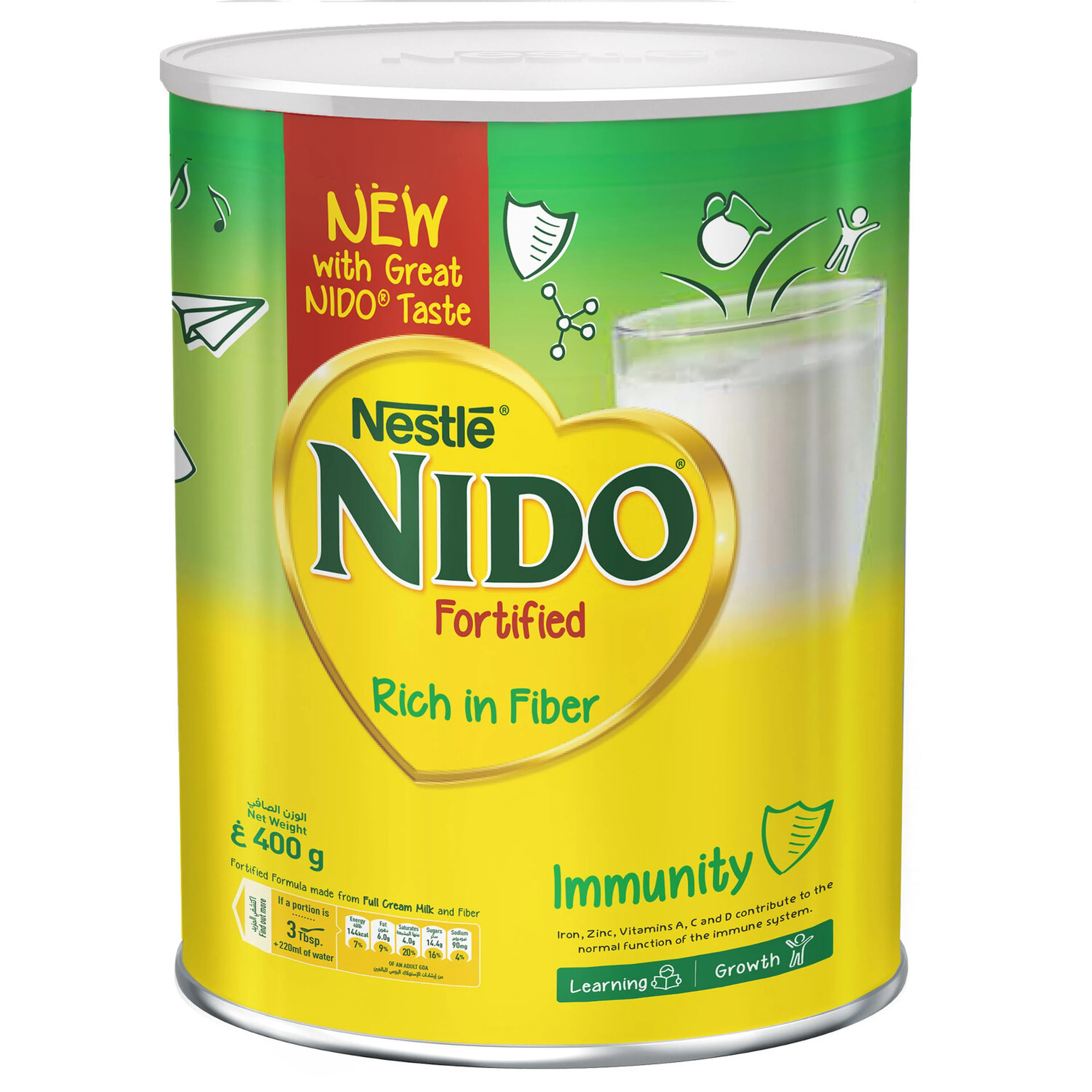 Nido Fortified Milk Powder Rich in Fiber, 400gm