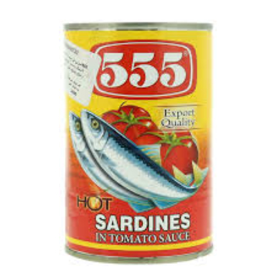 555 Sardines Hot Tomato Sauce, 425gm