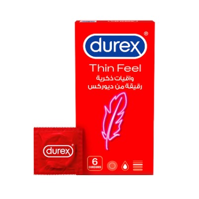 Durex Thin Feel Condoms for Men, 6 Pieces