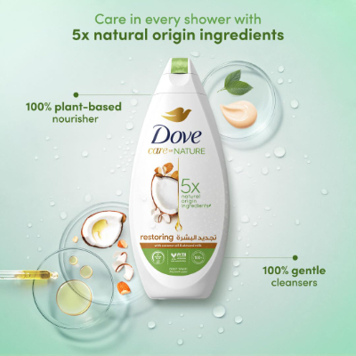 DOVE RESTORING BODY WASH WITH COCONUT OIL AND ALMOND MILK 250 ML