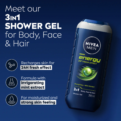NIVEA MEN ENERGY SHOWER GEL, 250ML