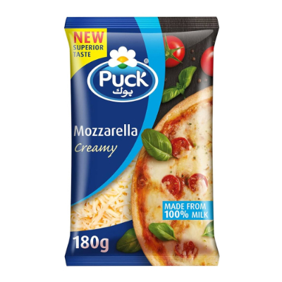 PUCK MOZZARELLA SHREDDED CHEESE, 180G