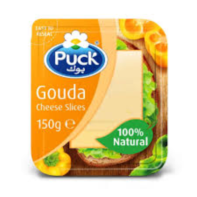 PUCK GOUDA NATURAL CHEESE SLICES, 150G