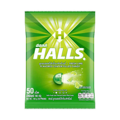 Halls Fresh Lime Flavoured Center Filled Candy, 50 Pieces